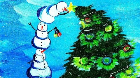 Рисуем красками новый год