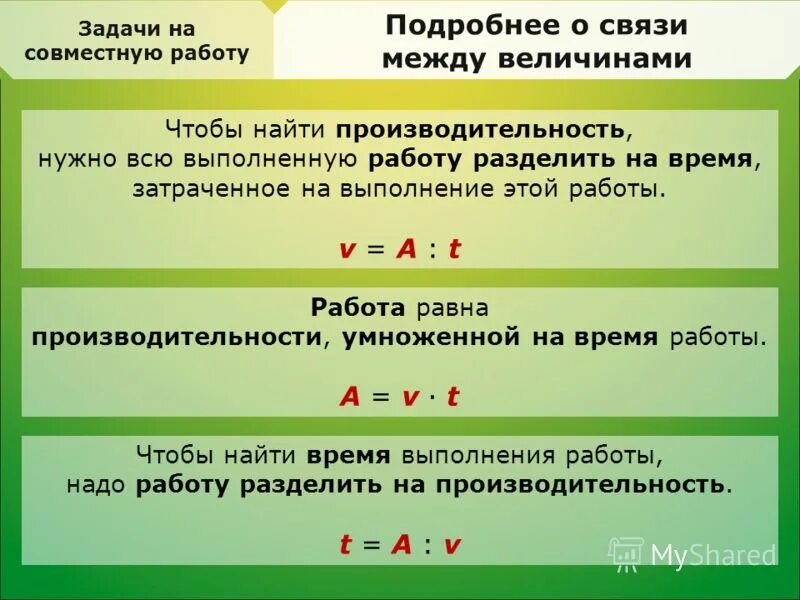 Какое действие надо выполнить чтобы найти. Работа производительность время формула для 4 класса. Задачи на производительность формулы. Формула задачи на производ. Производительность труда формула математика 4 класс.