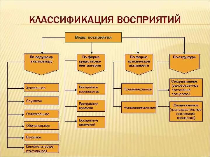 Классификация восприятия в психологии. Основные классификации восприятия в психологии. Классификация видов восприятия в психологии. Классификация восприятия в психологии кратко.