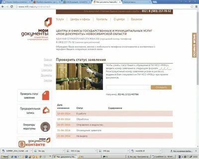 Проверить результат мфц по номеру