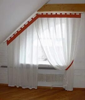 Шторы на мансарде со скошенным