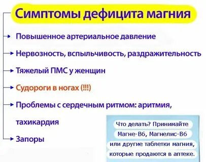 Недостаток магния у мужчин симптомы