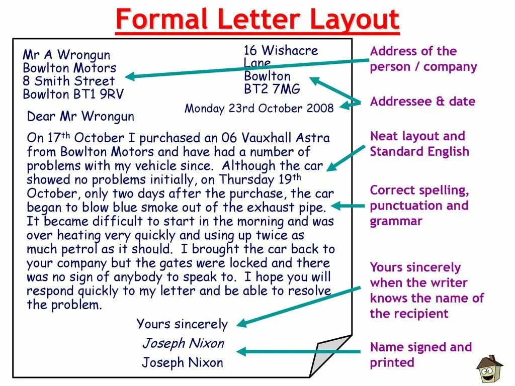 Formatting letters
