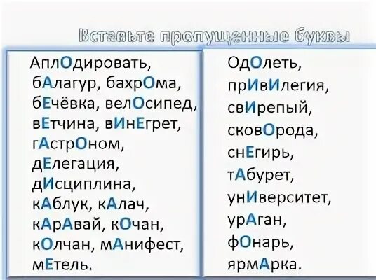 Непроверяемые слова глаголы