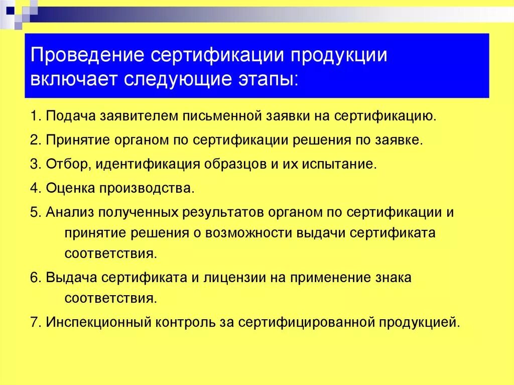 Организация проведения сертификации