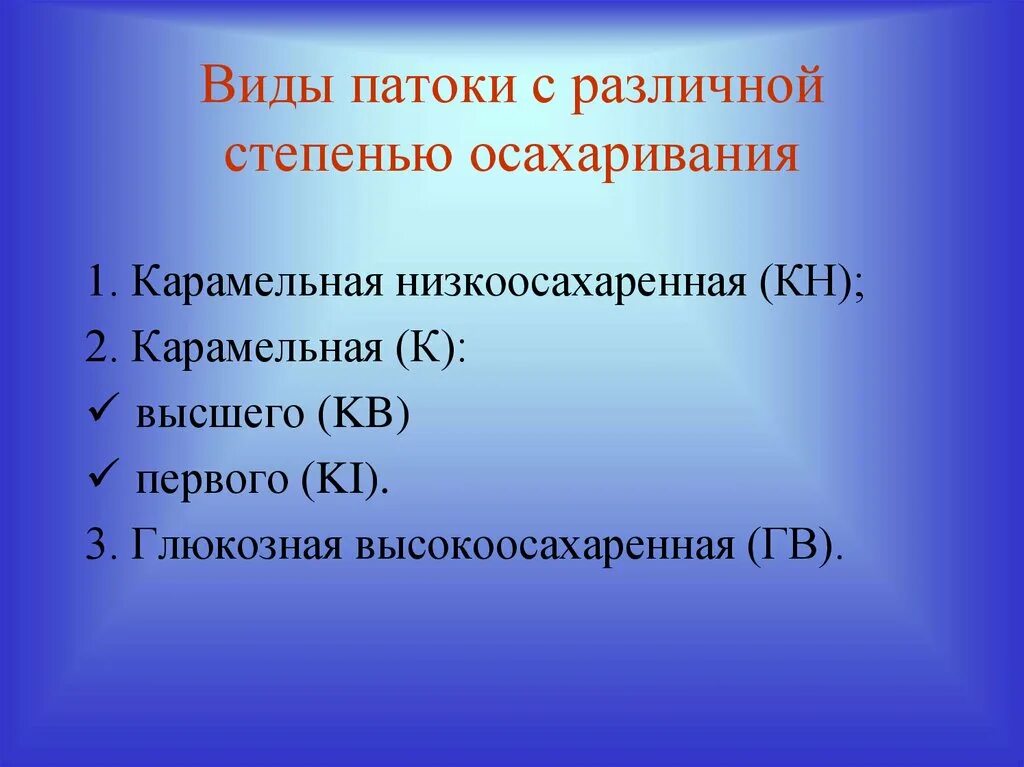 Виды патоки