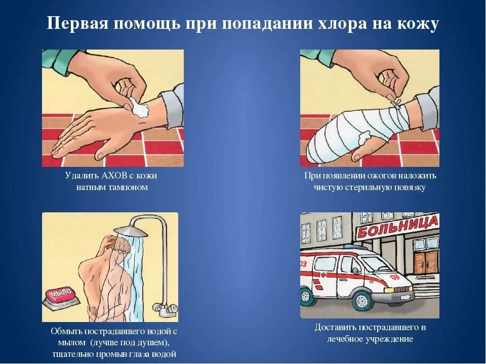 Как оказать первую помощь при ожоге щелочью. Первая помощь при попадании. первая помощь при попадании ахов на кожу:. оказание помощи при ожогах. оказание первой помощи при хлоре.