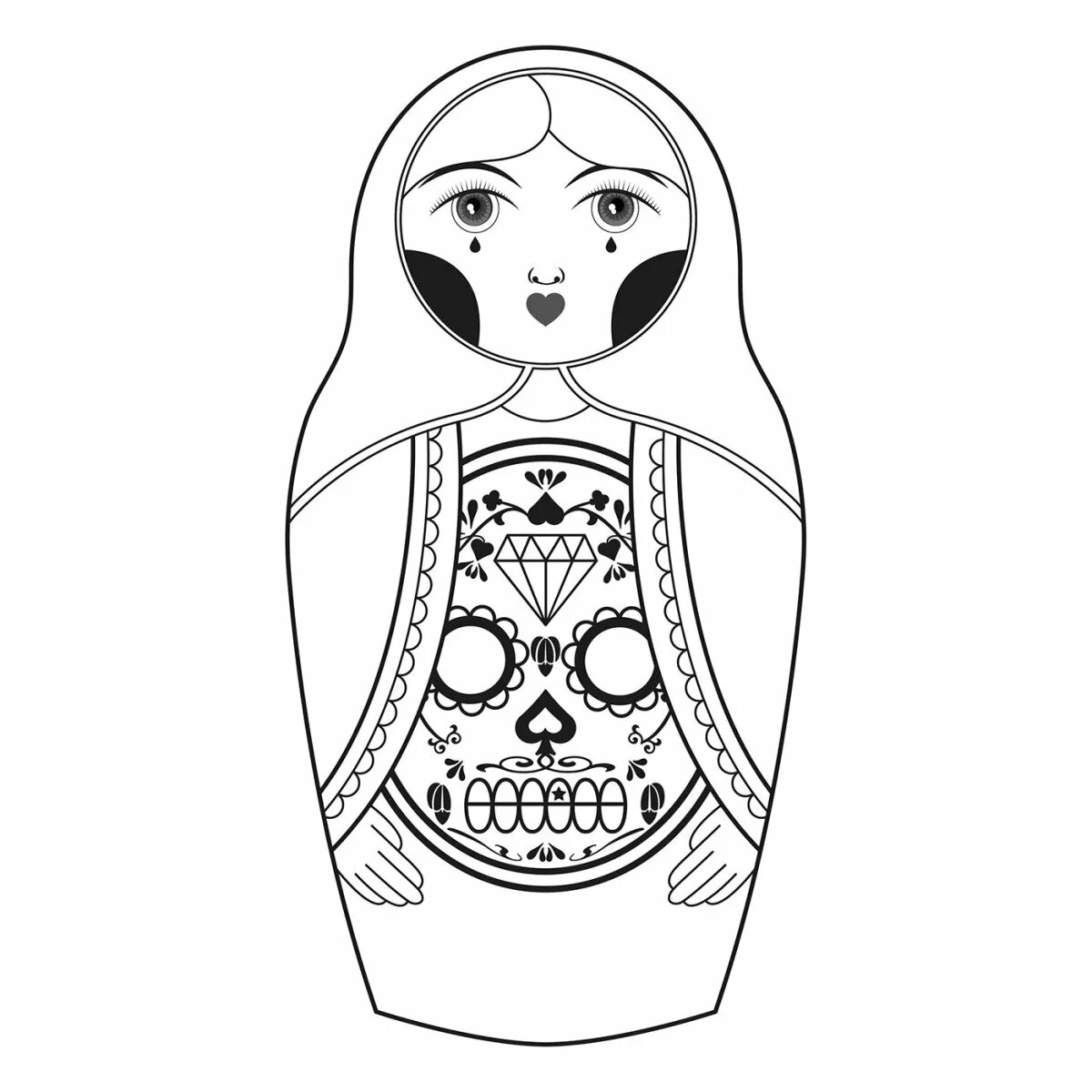 Матрешка рисунок карандашом. Матрешка вектор. злая матрешка. графика рисунки матрешек. злая матрешка рисунок.