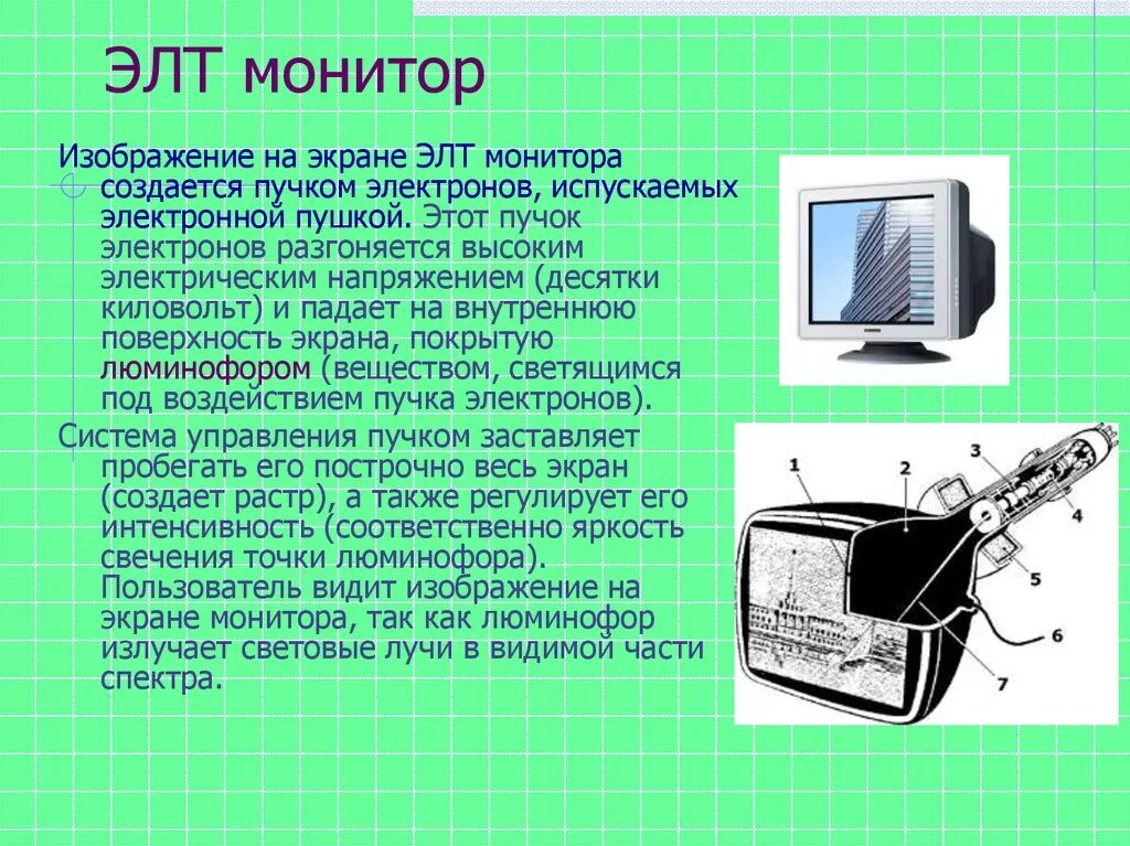 ЭЛТ монитор. Изображения на ЭЛТ мониторе. Экран ЭЛТ монитора. Изображение на экране ЭЛТ. Основная часть экрана