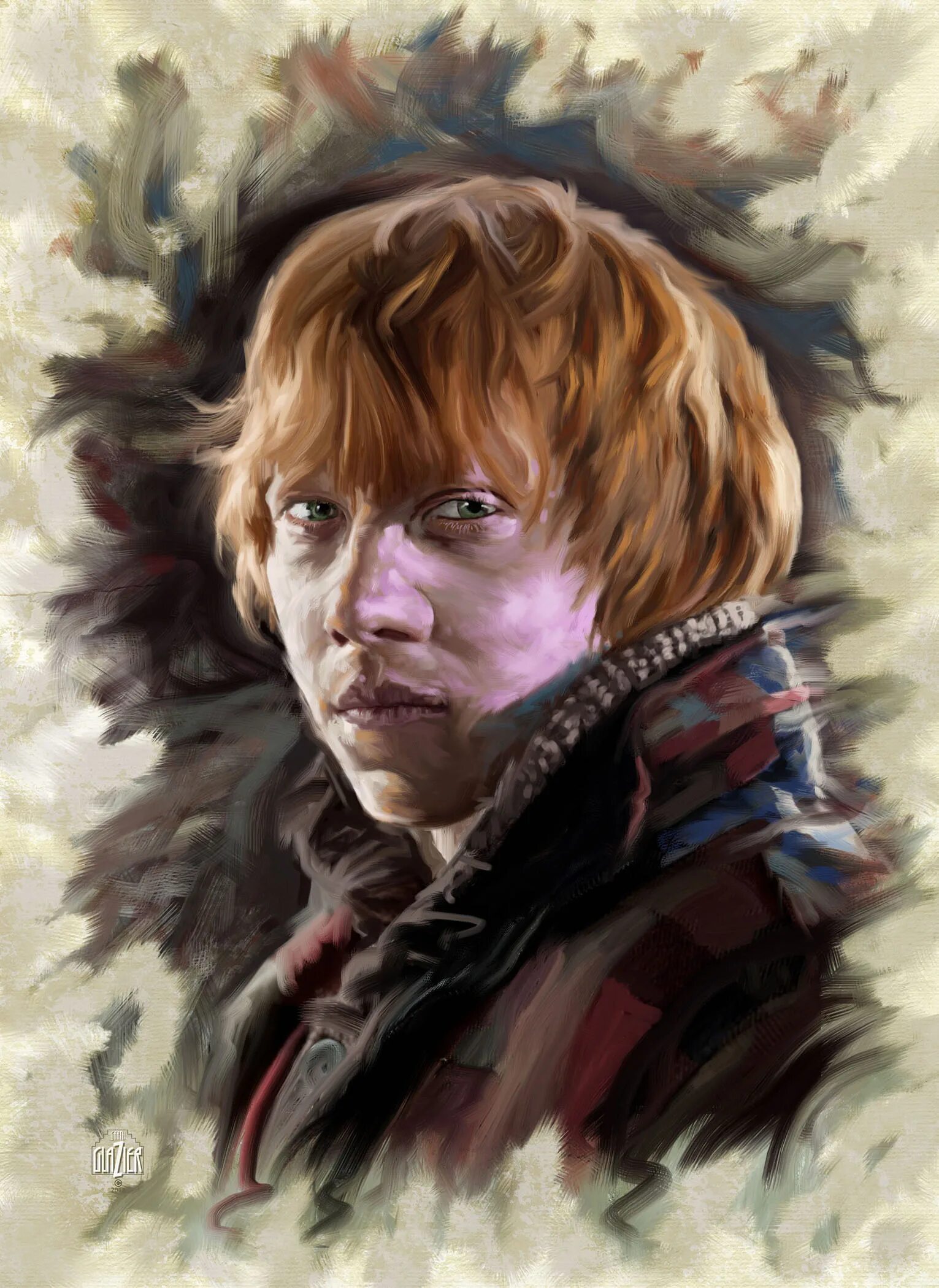 Ron weasley. Рон Уизли. Рон Уизли арт. Портрет Рона Уизли.