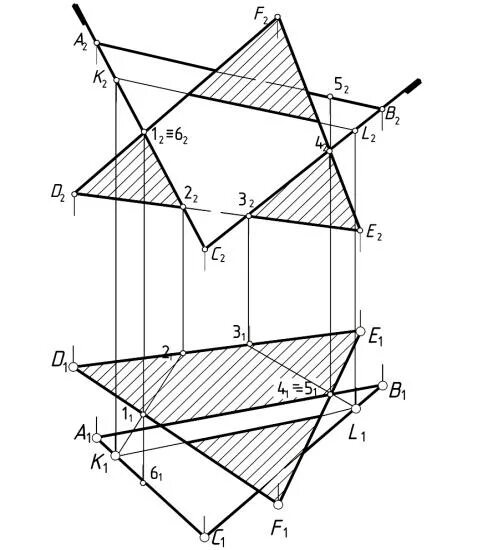 Пересечение плоскостей начертательная геометрия