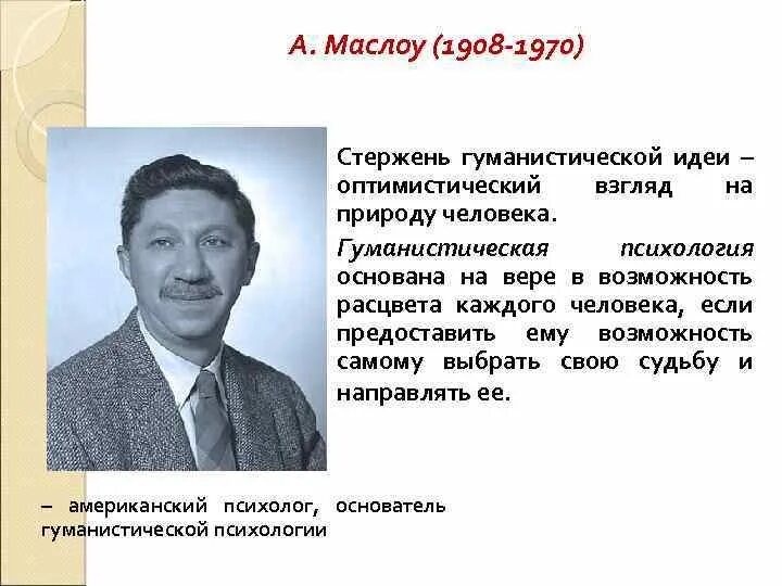 Гуманистическую психологию основал абрахам