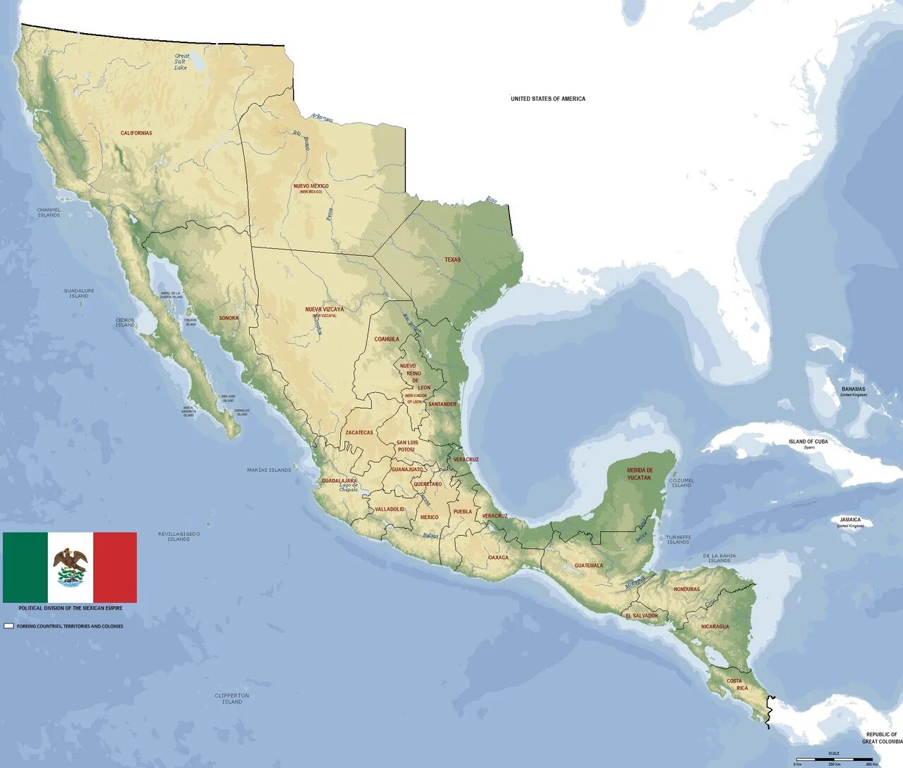 Мексика 1821 карта. Мексиканская Империя 1821-1823. Карта Мексики в 1821 году. Первая Мексиканская Империя карта.