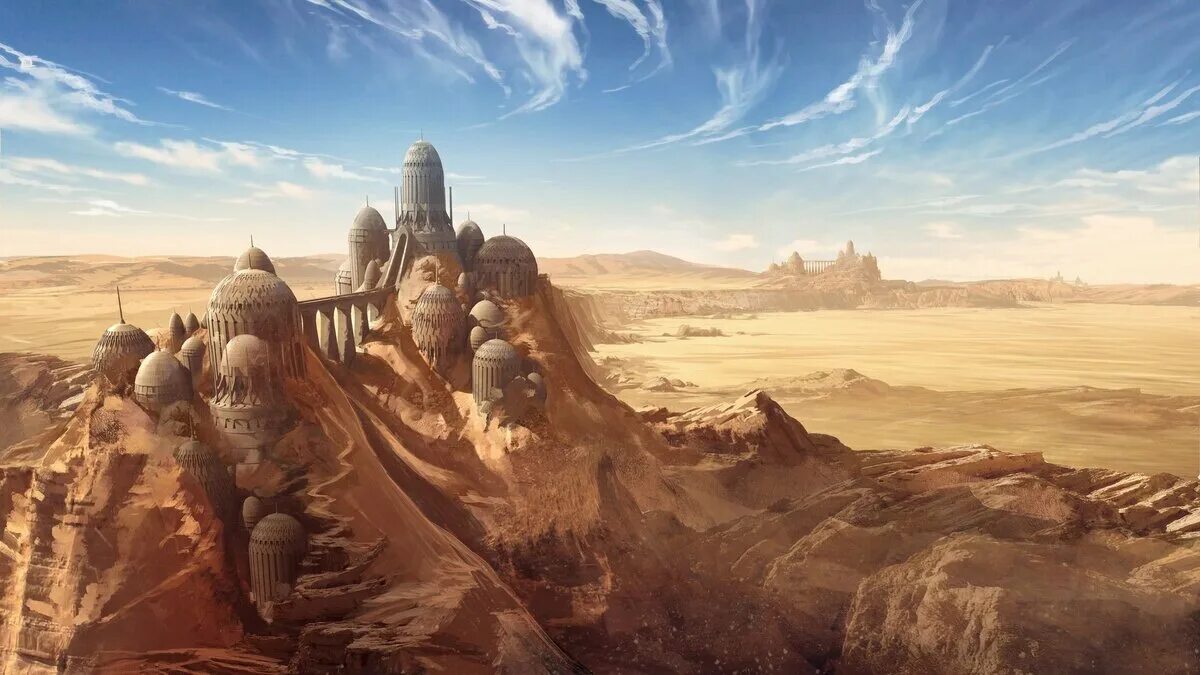 Земля буд. Дюна Арракис Планета пустыня. Пустыня замок твердыня арт Оазис. Оазис в пустыне арт. Дюна Арракис оазисы.