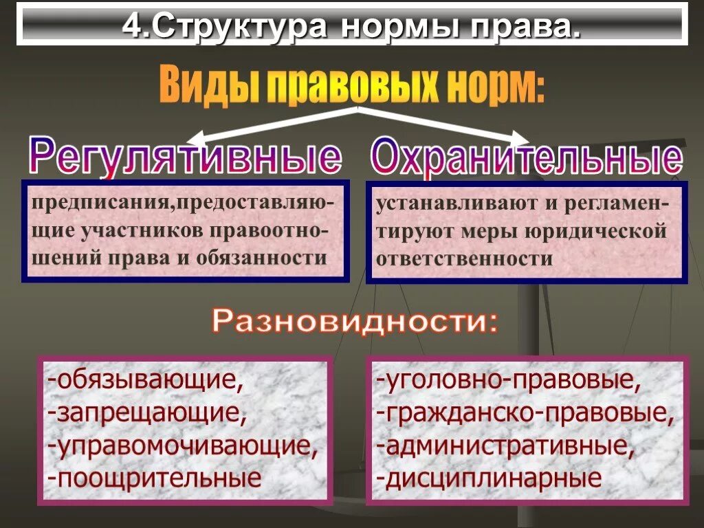 Структура юридической нормы. Конституционно правовые нормы по характеру содержащегося предписания