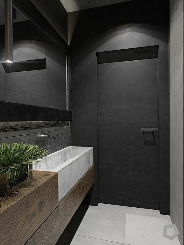 Интерьер ванной под бетон Ванная комната homify Salle de bains gris et bois, Salle de bain grise, Salle de