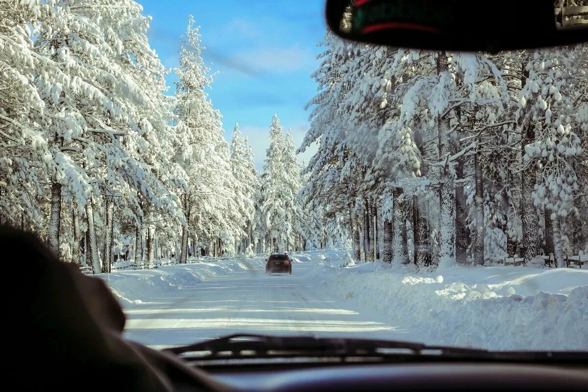 Машина зима. Зимняя дорога из машины. Автомобиль зимой. Снег на дороге.