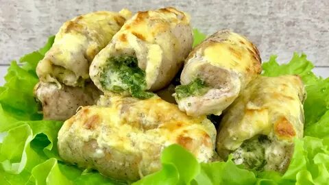 Грибы с куриной начинкой в духовке