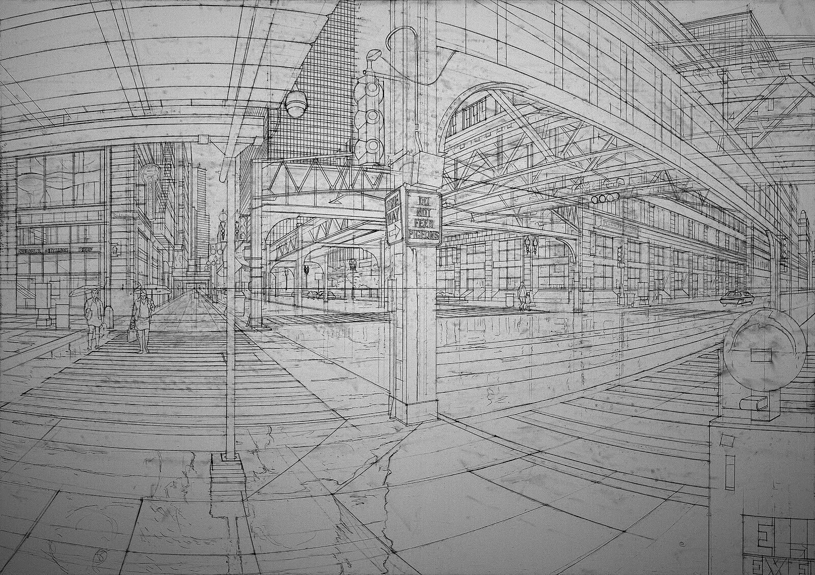 Построение г. Линейная перспектива с 2 точками схода. Построение г. Линейная перспектива улицы с 1 точкой схода. Архитектурное построение.