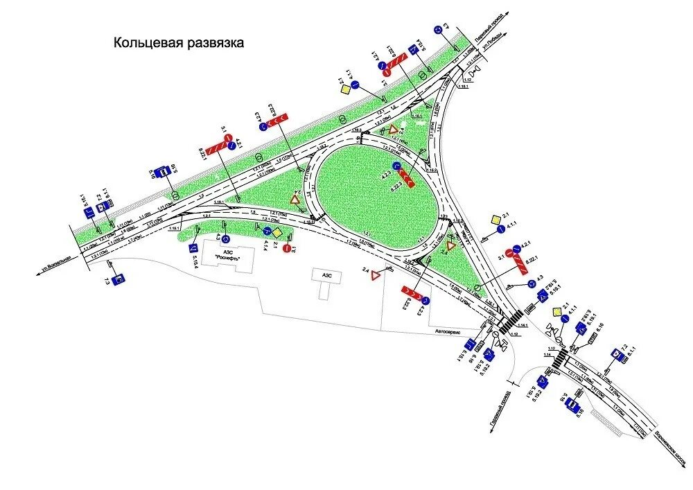Съезд кольцевого движения. Проект одд. дорожные развязки схемы. проект организации дорожного движения. проектирование кольцевых пересечений автомобильных дорог.