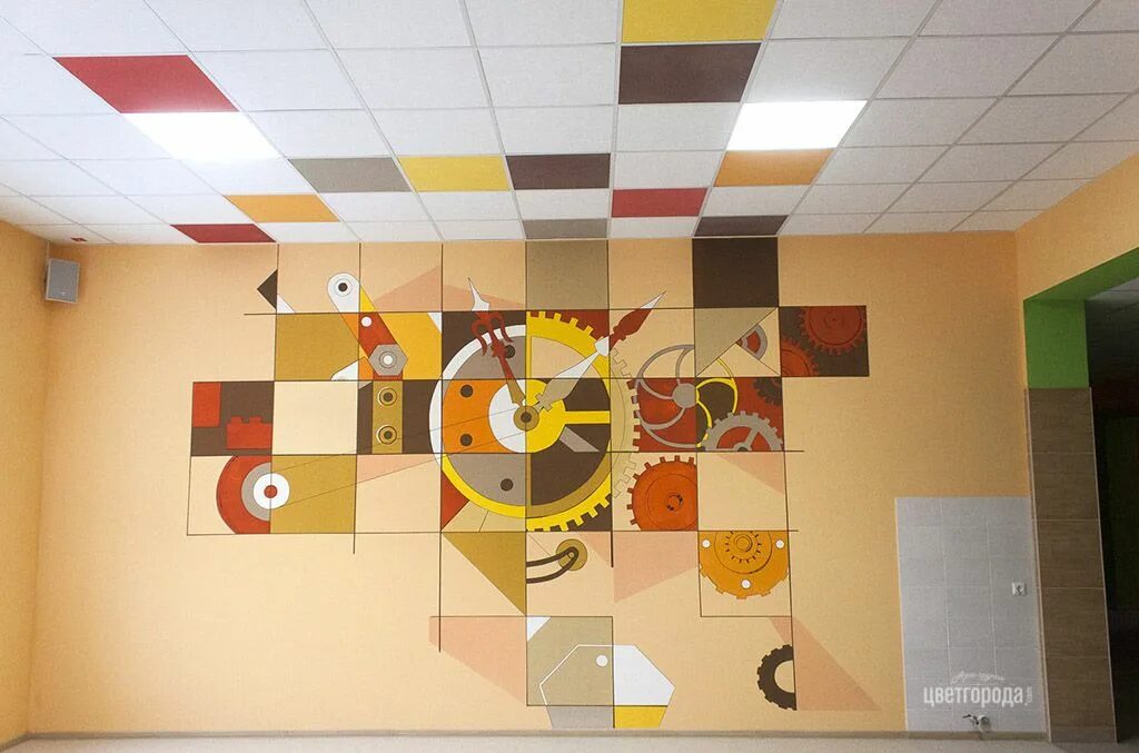 Проект эскиза панно для школьного пространства. Стены в школе. Роспись стен в школе. Дизайн стен в школе. Расписные стены в школе.