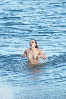 12. She has a bit of a slip after taking a dip. 