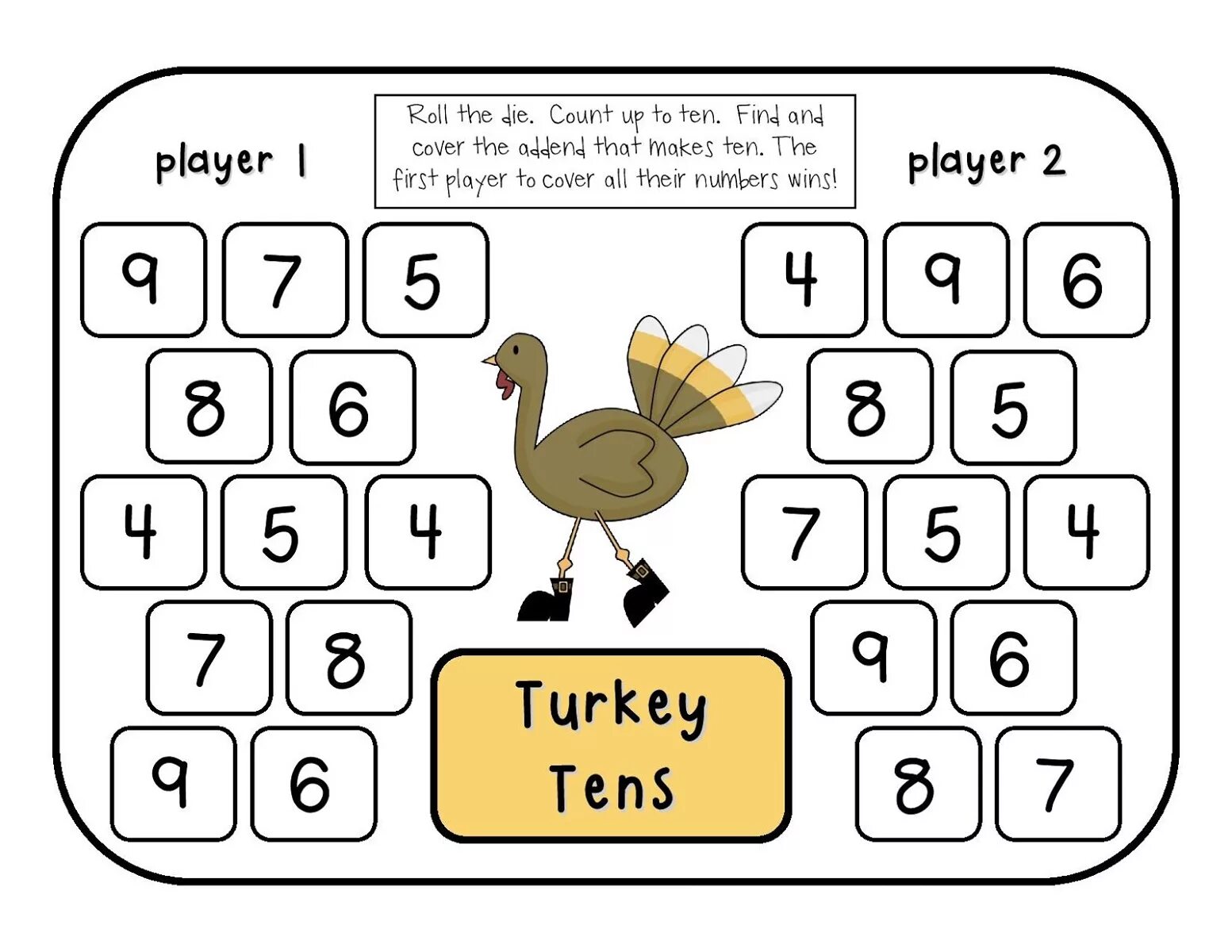 Turkey games. Games for Kids. Numbers Board game for Kids. English games for Kids. Games Worksheets for Kids.