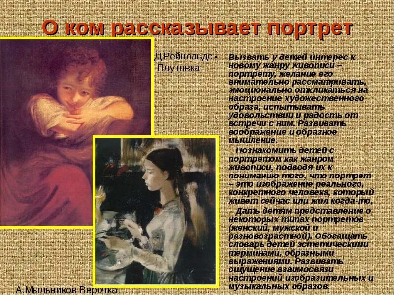 Содержание портрета