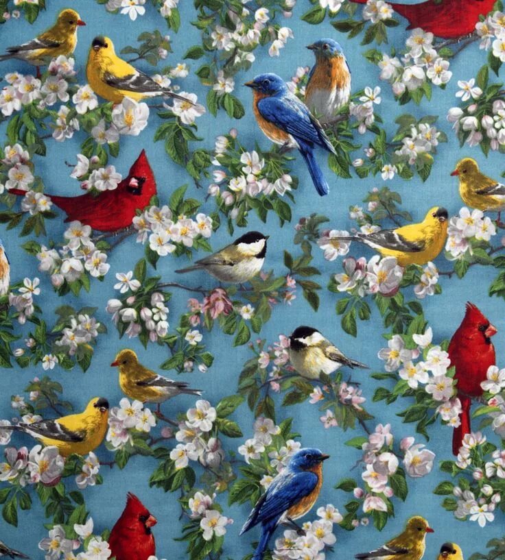Ткань с принтом птицы. Цветочный принт с птицами. Цветочные принты на ткани. Птицы на фоне цветов.