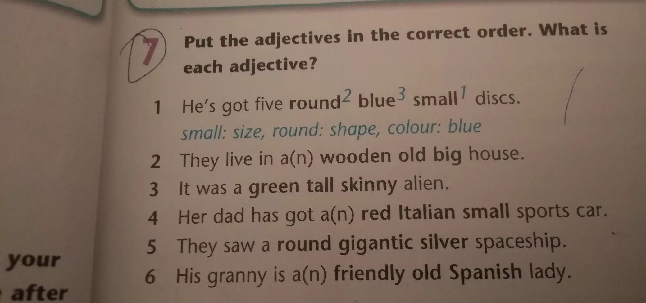 Put the adjectives in the correct order. Put the adjectives in order. Correct order of adjectives. Put the adjectives into the correct.