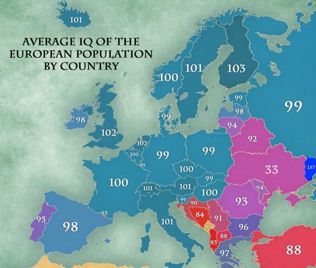 Средний IQ по странам карта. IQ по странам Европы. Уровень интеллекта в Европе. Карта уровня IQ.