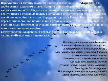 Стихи расула гамзатова журавли текст