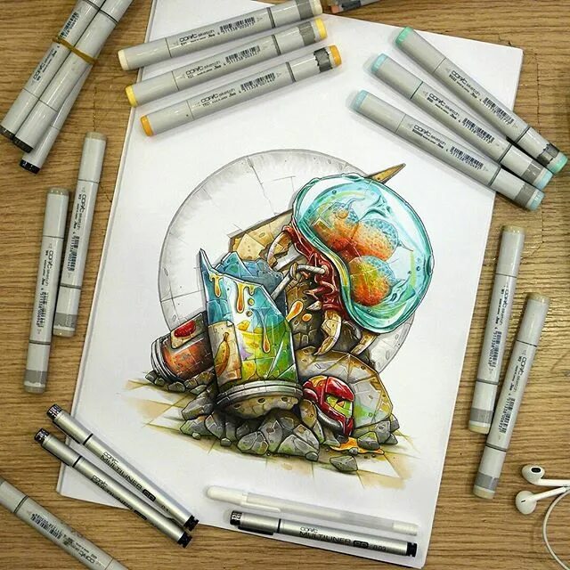 Рисунки маркерами. Живопись маркерами. Стили рисования маркерами. Скетчбуки для рисования маркерами. Арт скетч маркерами.