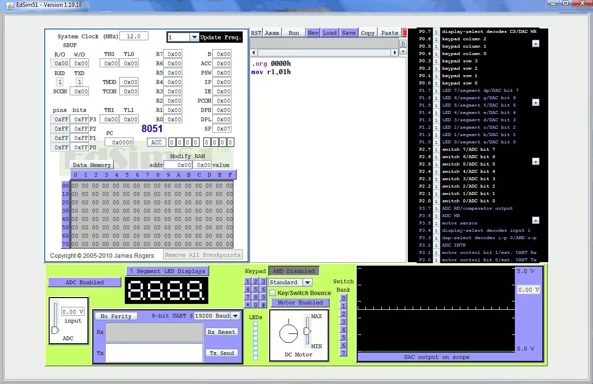 Assembler ide. Edsim51. ассемблер 8051. jnz ассемблер. 8051 ide.