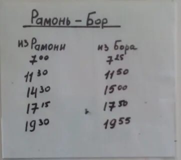 Расписание автобусов воронеж рамонь