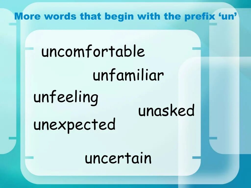 Префикс un. More Words with prefix. More Words with prefix in. More Word.