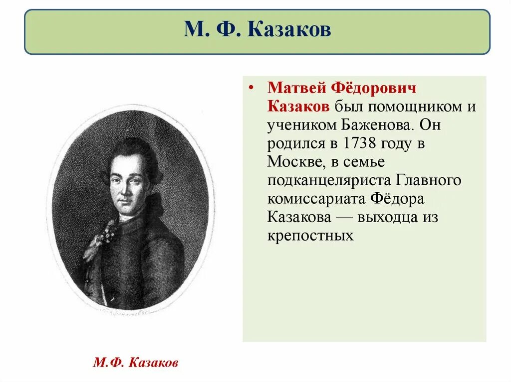 История 8 класс информация. Архитектура 18 века м ф Казакова.