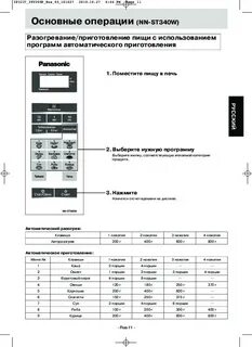 Микроволновая печь panasonic инструкция
