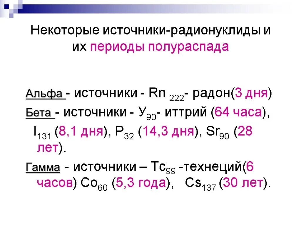 Период полураспада радона 3.8 дня. Период полураспада радионуклидов. Радиоизотопы и их период полураспада. Бета активные радионуклиды. Альфа радионуклиды.