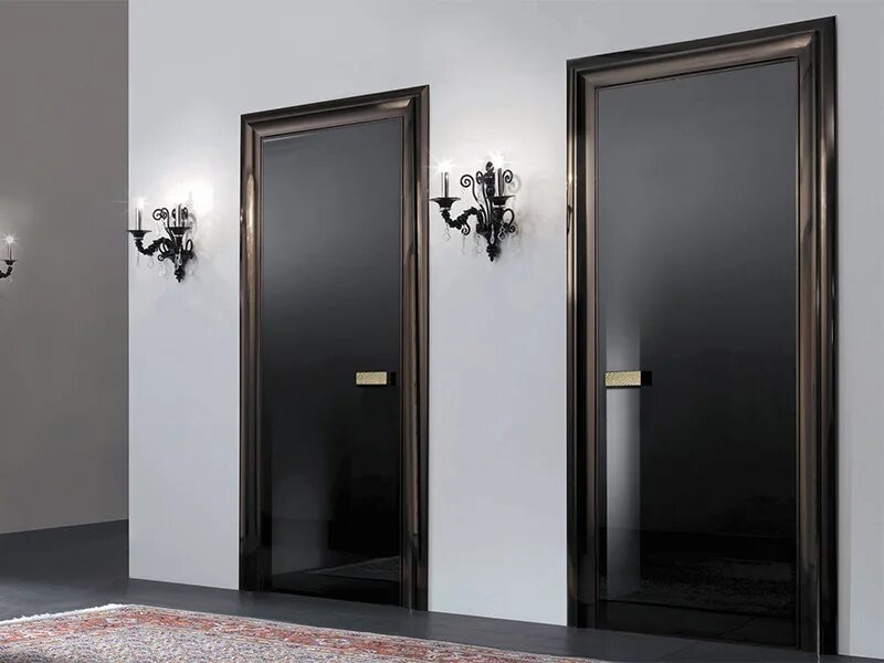 Черные двери со стеклом. Стеклянная дверь Longhi. Longhi Doors. Фабрика Longhi двери. Современные двери.