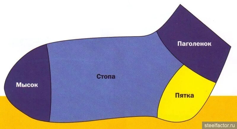 Мысок обуви. Пятка и мысок. Строение чулочно носочных изделий. Носки название частей. Мысок стопы.