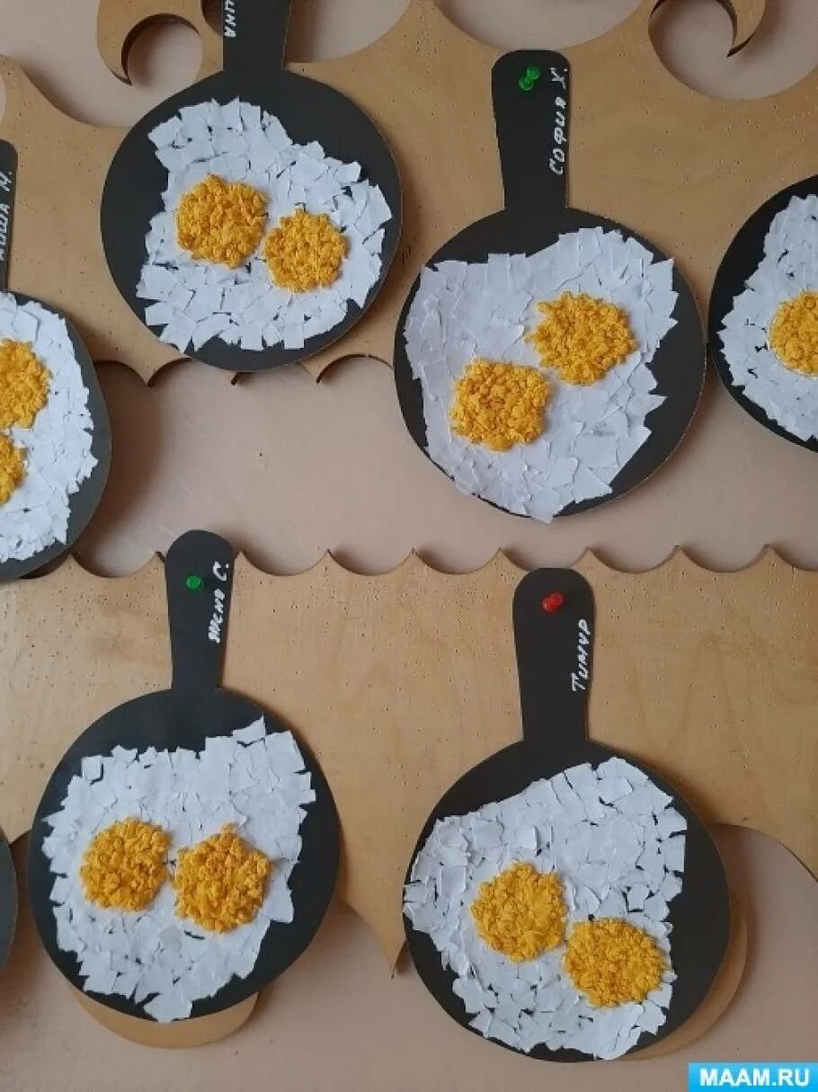 Аппликация яичница подготовительная группа