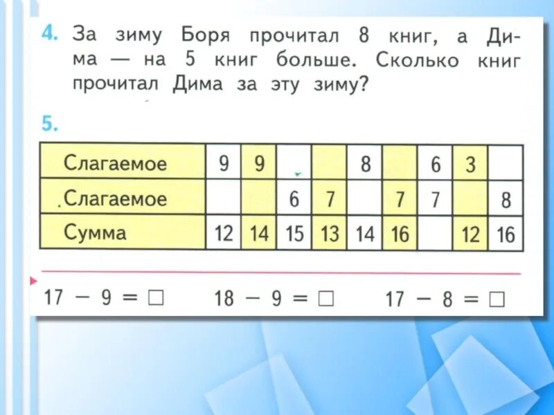 За зиму Боря прочитал 8 книг. 7 8 как читать