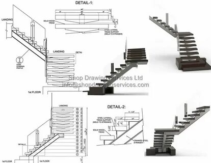 Steel staircase design drawing