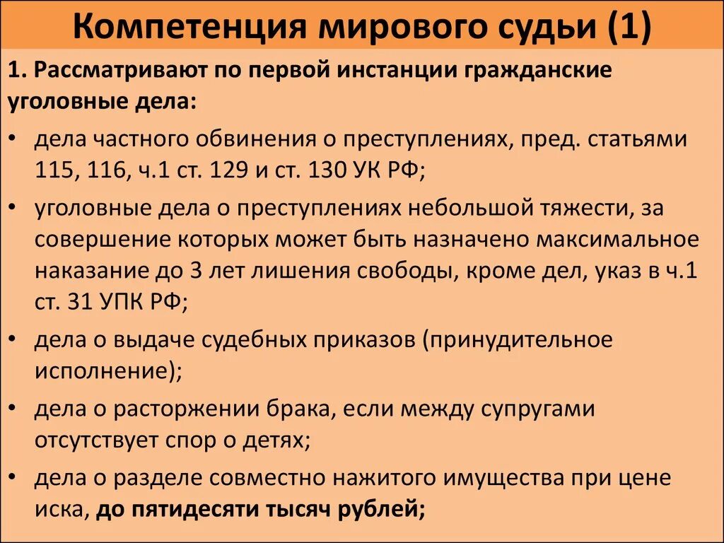 Компетенция мирового суда