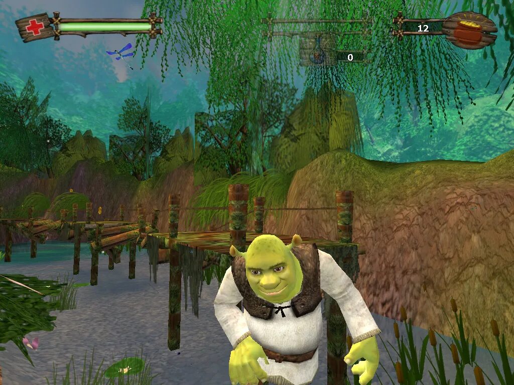 Где шрек игра. Шрек 1 игра. Shrek 2 игра. Игра Шрек 2004. Босс рыцарь Шрек 2.