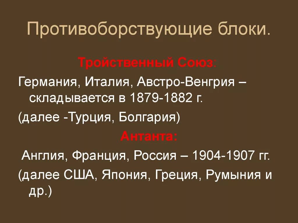 В блок антанта входили. Противоборствующие блоки. Противоборствующие блоки в годы первой мировой войны. Блоки первой мировой войны.