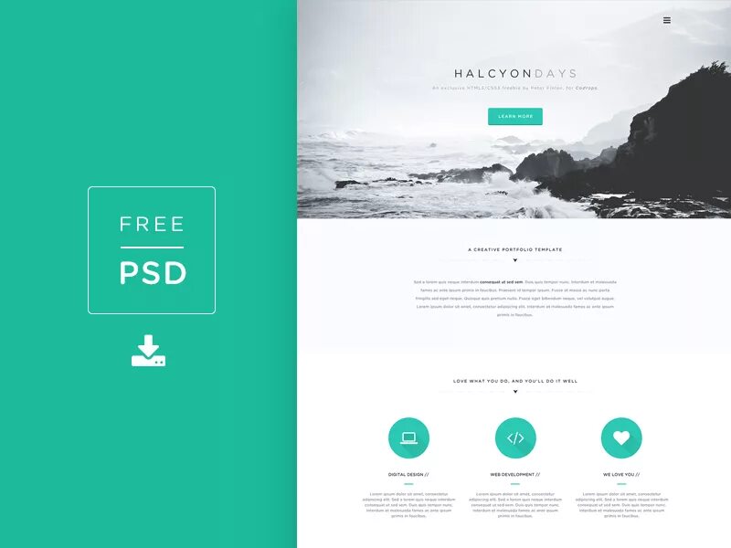 Psd website. Website psd. portfolio psd. halcyon days.