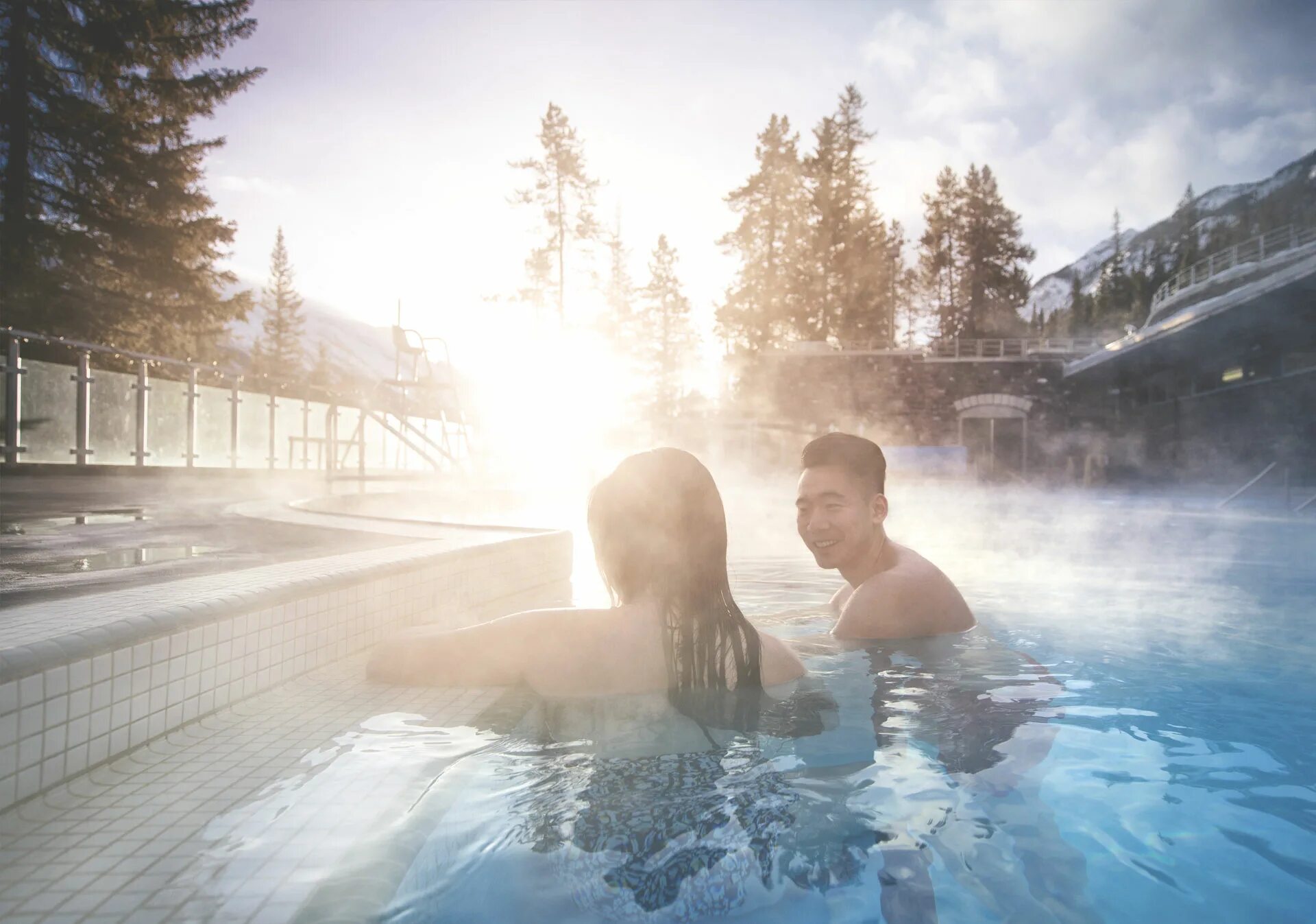 Man hot spring travel