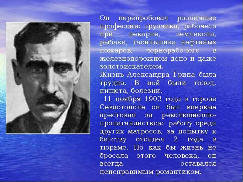 Грин 6 класс. Жизнь и творчество грина. творчество александра грина. жизнь александра грина. жизнь и творчество александра грина.